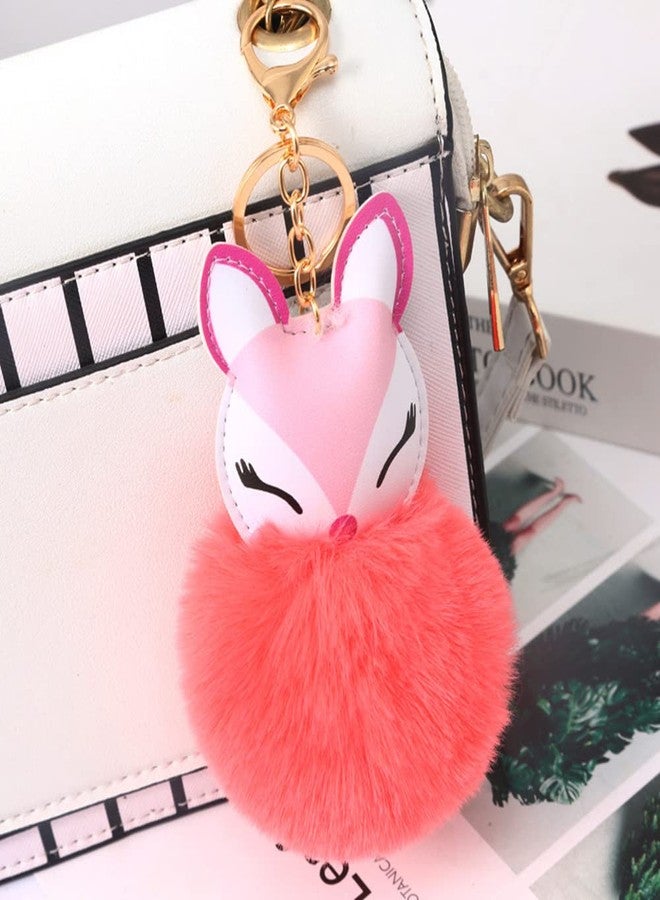 Plzoslly 10 Pieces Plush Keychain Bulk Christmas Stocking Stuffers, Animal Pom Pom Keychain Cute Fluffy Key Ring for Women Girls Bag Accessories - Image 4